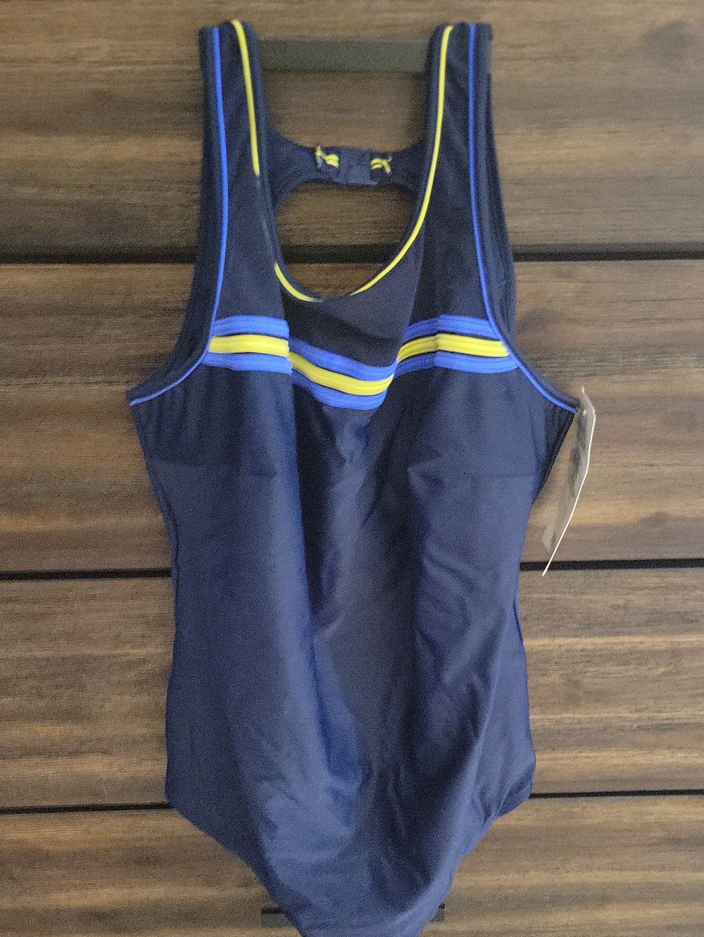 20W Navy One-Piece Swimsuit with Yellow & Royal Blue Trim